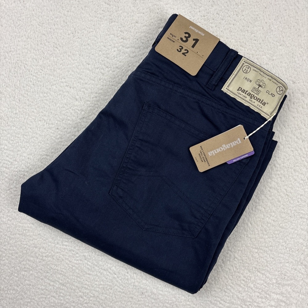 NEW PATAGONIA Performance Twill Jeans Mens 31/32 Navy Blue Slim Fit Stretch Pant